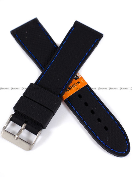 Silikonowy pasek do zegarka Diloy SBR22.22.1.5, 22 mm, Czarny