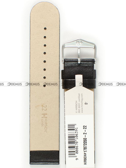 Skórzany pasek do zegarka Hirsch 17872050-2-22, 22 mm, Czarny