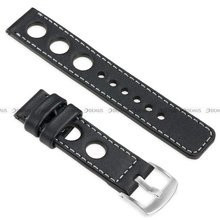 Skórzany pasek do zegarka moVear WQU0R01SL00SLBM22BK, 22 mm, Czarny