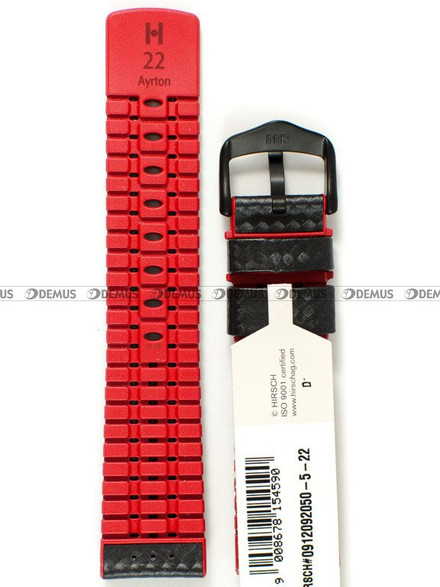 Skórzano-kauczukowy pasek do zegarka Hirsch 0912092050-5-22, 22 mm, Czarny