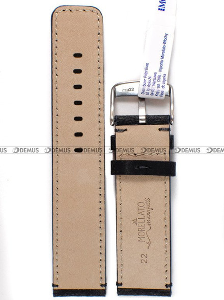 Skórzany pasek do zegarka Morellato A01X5189B76019CR22, 22 mm, Czarny