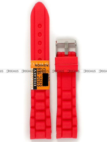 Silikonowy pasek do zegarka Diloy S252C.18.6, 18 mm, Czerwony