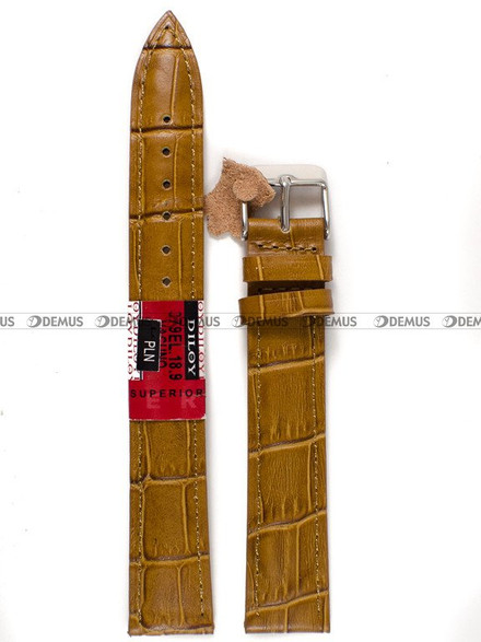 Skórzany pasek do zegarka Diloy 379EL.18.9, 18 mm, Brązowy