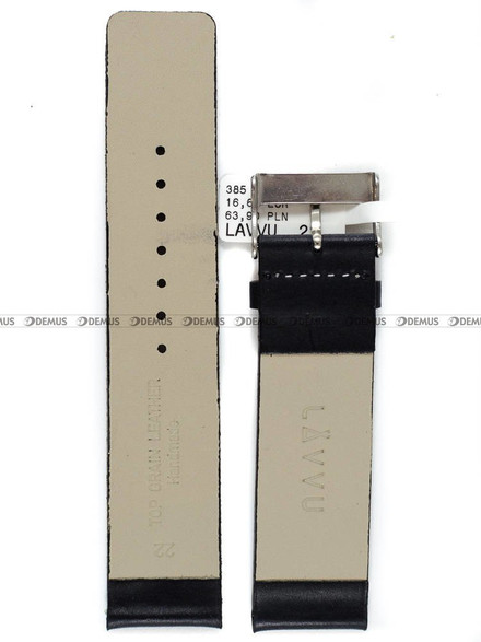Skórzany pasek do zegarka LAVVU LSCUB22, 22 mm, Czarny