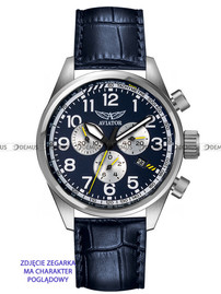 Skórzany pasek do zegarka Aviator Aviator-Airacobra-P45-V.2.25-niebieski-, 22 mm, Niebieski