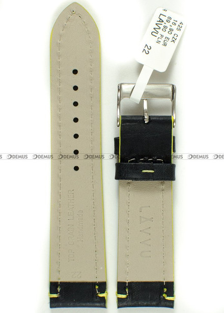 Skórzany pasek do zegarka LAVVU LSPBY22, 22 mm, Czarny