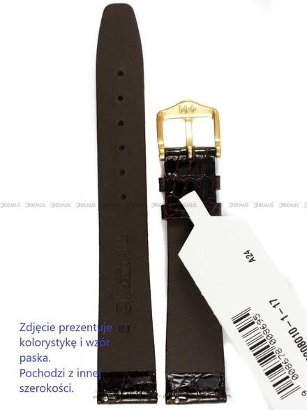 Pasek skórzany z krokodyla do zegarka - Hirsch Prestige Croco 02208110-1-14 - 14 mm - zwężany