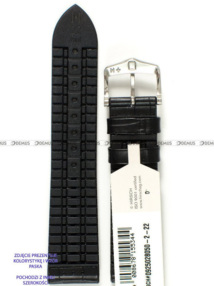 Skórzano-kauczukowy pasek do zegarka Hirsch 0925028050-2-24, 24 mm, Czarny