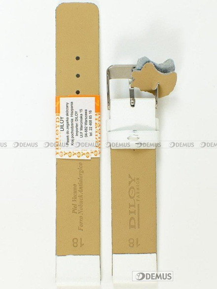 Skórzany pasek do zegarka Diloy 327.18.22, 18 mm, Biały
