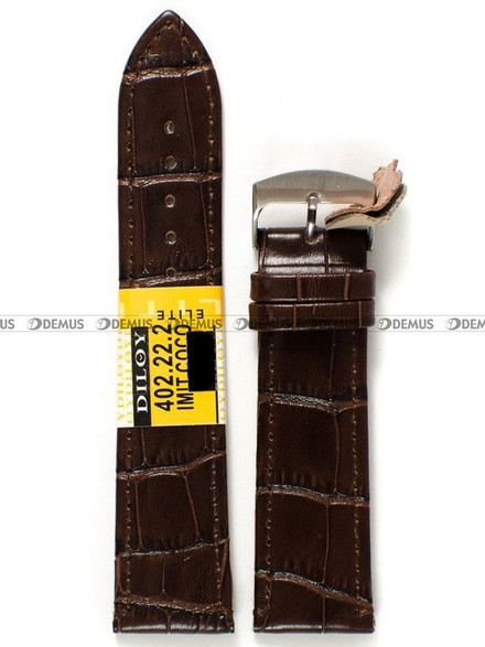 Skórzany pasek do zegarka Diloy 402.22.2, 22 mm, Brązowy