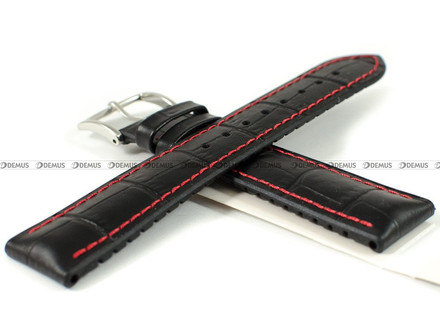 Skórzano-kauczukowy pasek do zegarka Hirsch 00925128052-2-20, 20 mm, Czarny