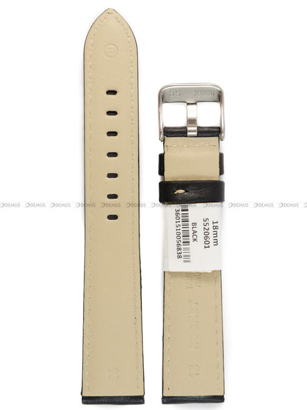 Pasek skórzany do zegarka - Rochet Aviator 5520601 - 18 mm - Czarny beżowe przyszycie