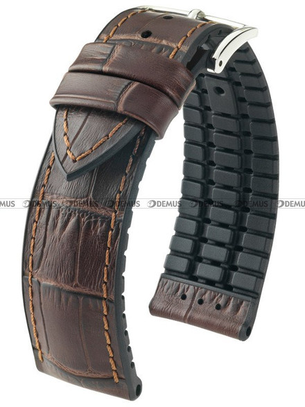Skórzano-kauczukowy pasek do zegarka Hirsch 0925028010-2-24, 24 mm, Brązowy