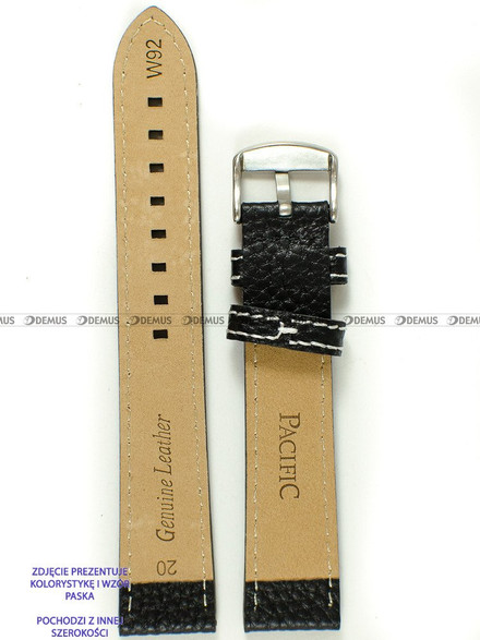 Skórzany pasek do zegarka Pacific W92.24.1.7, 24 mm, Czarny