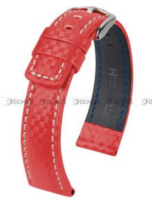 Skórzany pasek do zegarka Hirsch 02592020-2-22, 22 mm, Czerwony