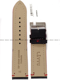 Skórzany pasek do zegarka LAVVU LSPBR24, 24 mm, Czarny