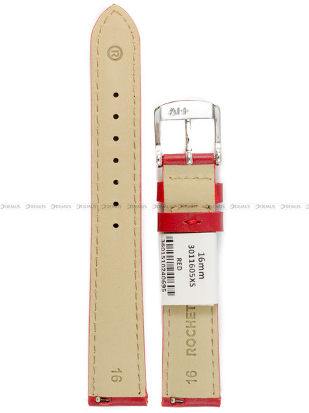 Pasek skórzany do zegarka - Rochet New York 3011605XS - 16 mm - Czerwony
