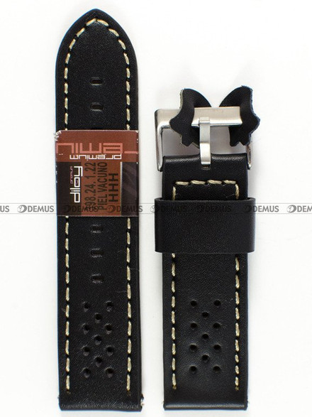 Skórzany pasek do zegarka Diloy 398.24.1.22, 24 mm, Czarny