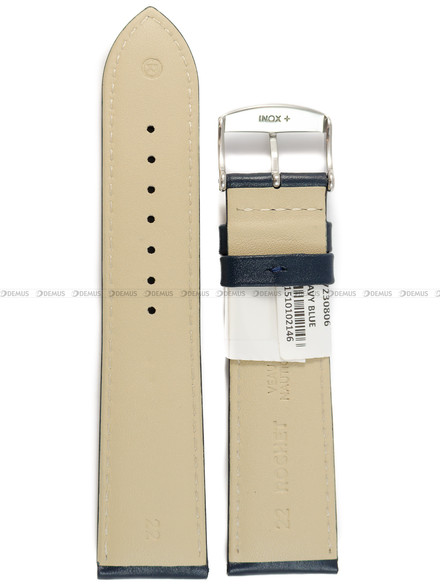 Pasek skórzany do zegarka - Rochet Neptune 7230806 - 22 mm - Niebieski