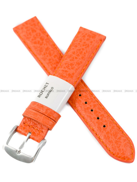 Pasek skórzany do zegarka - Rochet Buffalo 5020619 - 18 mm - Pomarańczowy