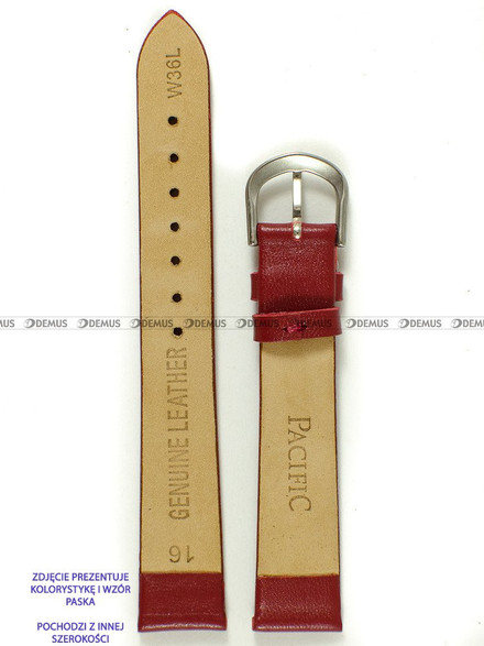 Skórzany pasek do zegarka Pacific W36L.18.4, 18 mm, Czerwony