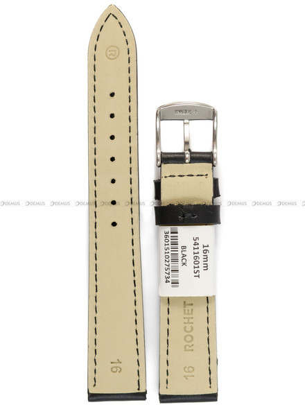 Pasek skórzany do zegarka - Rochet Miami 5411601ST - 16 mm - Czarny