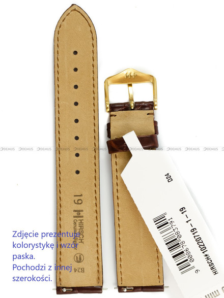 Pasek skórzany z aligatora do zegarka - Hirsch Genuine Alligator 10200719-1-16 - 16 mm