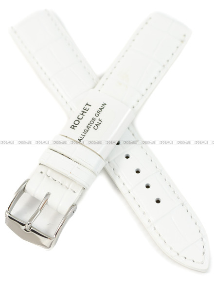 Pasek skórzany do zegarka - Rochet Charleston 5491802ST - 18 mm - Biały