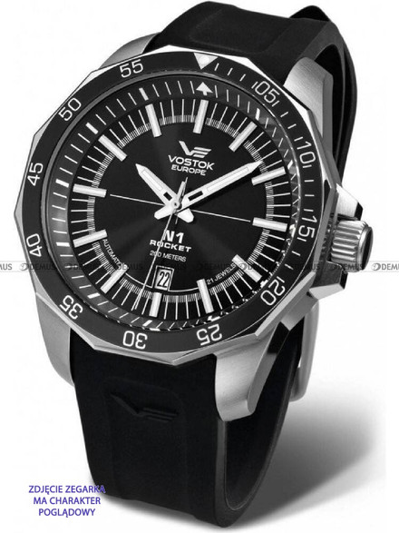 Silikonowy pasek do zegarka Vostok VE-N-1-Rocket-22-Silicon-Black-S, 22 mm, Czarny