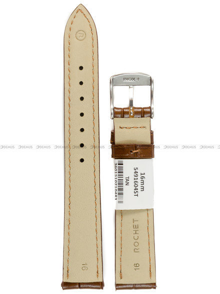 Pasek skórzany do zegarka - Rochet Charleston 5491604ST - 16 mm - Brązowy