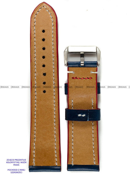 Pasek skórzany ręcznie robiony A. Kucharski Leather - Conceria Walpier Buttero - blue/white 20 mm