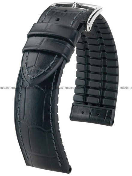Skórzano-kauczukowy pasek do zegarka Hirsch 0925028050-2-24, 24 mm, Czarny