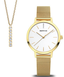Bering Classic 13434-334-GWP Zegarek Damski - Naszyjnik wysadzany kryształkami w zestawie