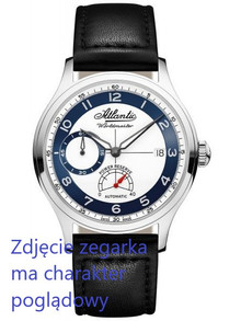 Pasek skórzany do zegarka Atlantic z serii 53782 - 53782-BK-20/18KS - 20 mm