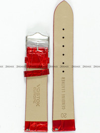 Pasek skórzany do zegarka Vostok Europe Rocket N-1 Lady YT57-2235162 - 20 mm czerwony perłowy