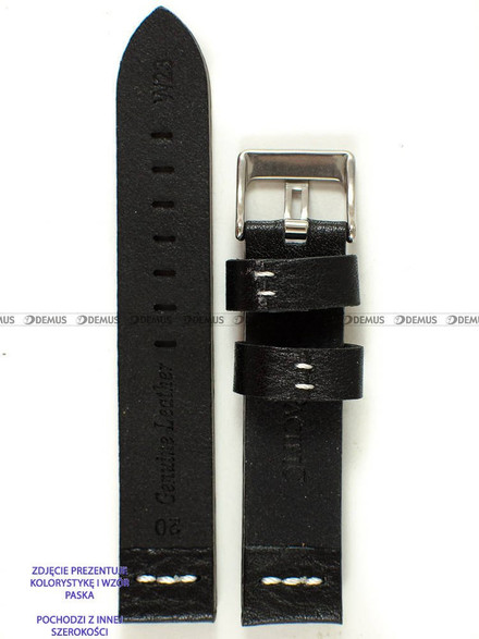 Skórzany pasek do zegarka Pacific W23.24.1.7, 24 mm, Czarny