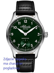 Pasek skórzany do zegarka Atlantic z serii 52952 - 21 mm - Czarny - Zapięcie motylkowe