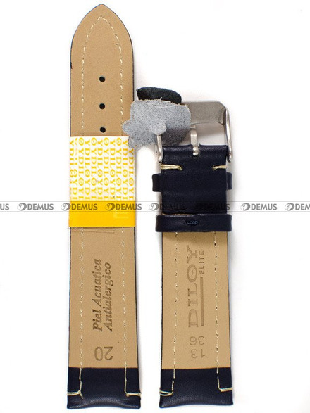 Skórzany pasek do zegarka Diloy P345.20.5, 20 mm, Niebieski