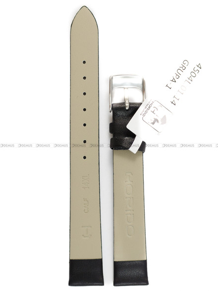 Skórzany pasek do zegarka Horido 4504L.01.14S, 14 mm, Czarny