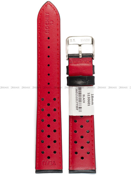 Pasek skórzany do zegarka - Rochet San Marino 5130601 - 18 mm - Czarny