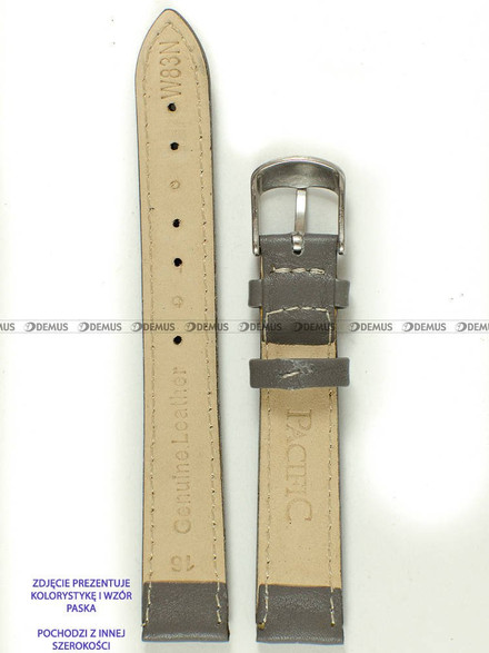 Skórzany pasek do zegarka Pacific W83N.24.6.6, 24 mm, Szary