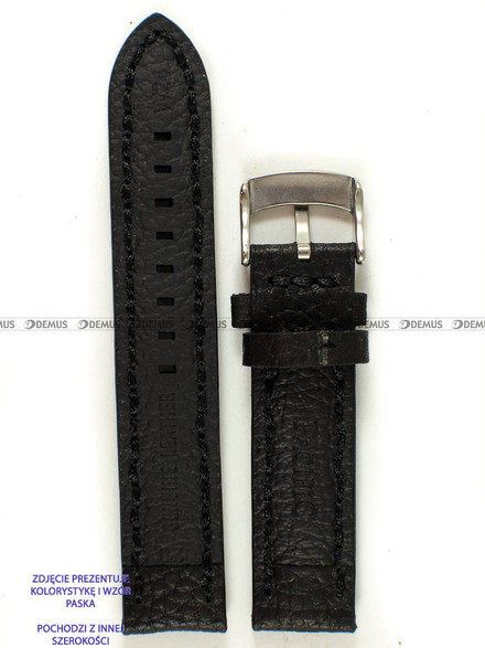 Skórzany pasek do zegarka Pacific W24.22.1.1, 22 mm, Czarny