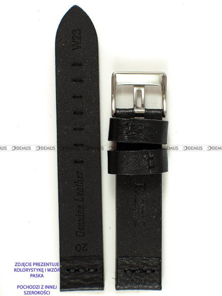 Skórzany pasek do zegarka Pacific W23.26.1.1, 26 mm, Czarny