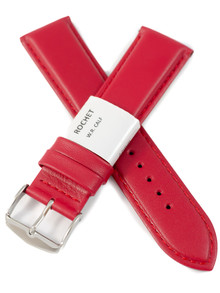 Pasek skórzany do zegarka - Rochet Neptune 7230805 - 22 mm - Czerwony