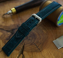 Pasek skórzany ręcznie robiony A. Kucharski Leather - Conceria Il Ponte Maya - turquoise/white 24 mm