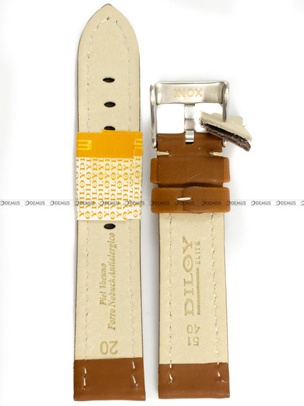 Skórzany pasek do zegarka Diloy 377.20.3, 20 mm, Brązowy