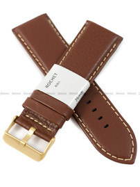 Pasek skórzany do zegarka - Rochet Aviator 5522603 - 26 mm - Brązowy beżowe przyszycie