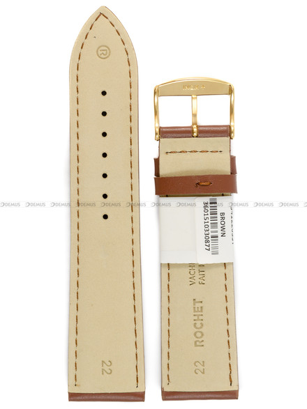 Pasek skórzany do zegarka - Rochet Miami 5412203ST - 22 mm - Brązowy