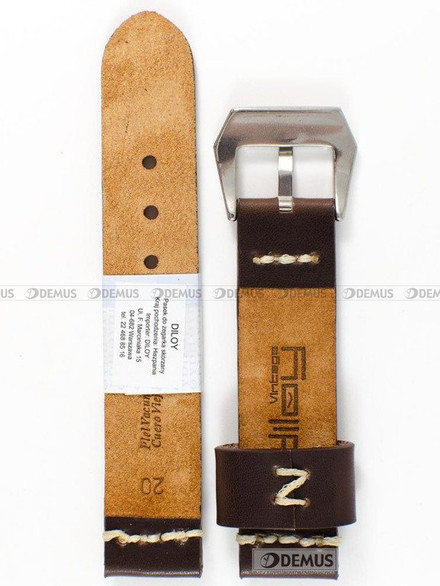 Skórzany pasek do zegarka Diloy 392.20.2, 20 mm, Brązowy