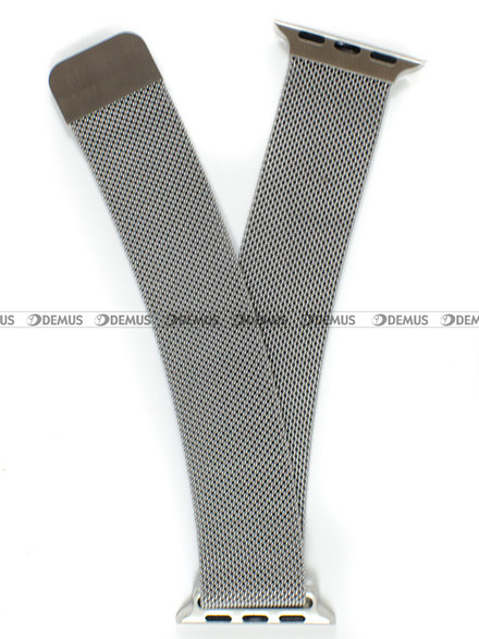 Siateczkowa (mesh), zapinana na magnes bransoleta do zegarka Demus Bra2, 20 mm, Przy kopercie: 38 mm, Srebrna